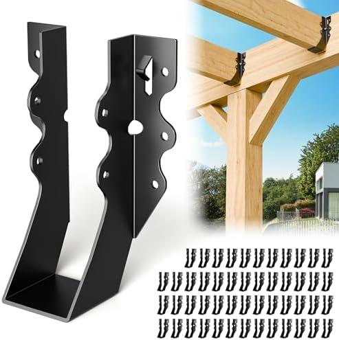 25 Pcs Black 2x6 Joist Hanger,LU26 18 Gauge Double Shear Face Mount Joist Hanger,Hurricane Ties for Rafters Tie Brackets Great for Floor Deck and Ceiling Joists