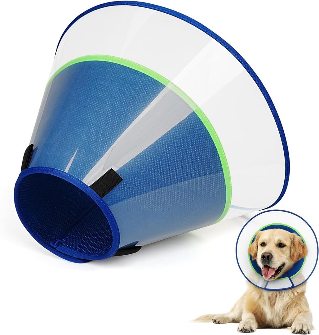 Dog Cone Collar with Soft Liner to Stop Licking, Elizabeth Recovery Collar After Surgery for Large Medium Dogs, Comfortable Pet Head Cone Alternative for Neutering Spay Injury (2XL) (2XL(Depth: 12.2, Girth: 15-22), Blue)