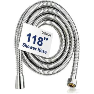 Shower Hose Extra Long 118 Inches, Flexible Stainless Steel Handheld Replacement Shower Hose, with Brass Insert and Nut