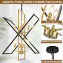 Black and Gold Chandelier, 8-Light Industrial Farmhouse Ceiling Pendant Light Fixtures, Modern Foyer Lighting Fixtures, Large Chandeliers for High Ceilings, Pendant Lights Kitchen Island for Entryway