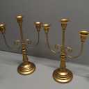 Candelabra Gold Candle Holders - 3 Arm 11.8" Wedding Candlestick Holder for Theme Party Table Centerpiece Decor Dining Room Birthday Holiday Christmas, Set of 2