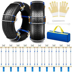 10 Pack Tire Chain Cable Traction Snow Chain Fit Light Truck and Suv Cars Pickups Width 205-285 mm for Cars, Trucks, Pickup, Suv