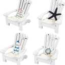 Juvale Set of 4 Mini Beach Chairs - Nautical Bathroom Accent & Beach Decor - Centerpiece for Coastal Decor - Dollhouse Accents & Ocean Wall Art - 3.75 x 3.75 x 4 in, Multicolor, Wood