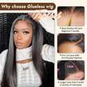 Wear and Go Glueless Wigs Human Hair Pre Plucked Pre Cut 6x4 Straight Lace Front Wigs Human Hair Wigs for Women No Glue Hd Lace Front Closure Ready to Wear Wigs 180% Density 20 Inch Natural Black