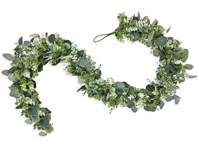GOVIRAYE 6FT Artificial Eucalyptus Garland – Non-Shedding Greenery Vine for Farmhouse, Wedding & Home Decor