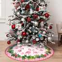 Flamingos Christmas Tree Skirt 36 Inch Xmas Tree Mat Party Decor Supplies for Holiday Home Decorations (Medium)