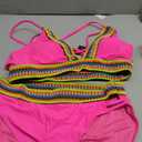 Blooming Jelly Womens High Waisted Bikini Sets Color Block Two Piece Swimsuit V Neck Crisscross Back Bathing Suit (Large, Hot Pink)