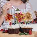 40Pcs Foil Firework Cupcake Toppers, Sparkle Tinsel Flower Drink Stirrers, Gold Sparkle Cake Decorations, Cocktail Food Fruit Toothpicks for Christmas Party Birthday Wedding Graduation Supplies