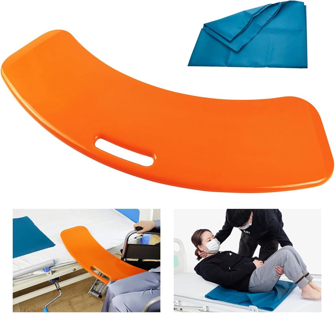 LOSCHEN Slide Transfer Board with Tubular Slide Sheet(24"x16"), Seniors Transfer from Wheelchair to Bed, Toilet, Tub, Car, Slide Assist Device for Transferring, Weight Capacity 440 lbs（Orange）