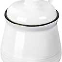 HAOTOP Porcelain Salt Bowl with Lid and Spoon,Ceramic Sugar Bowl 12oz (White)