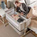 Baby Bassinet Bedside Sleeper, besrey Bedside Bassinet for Newborn Infant with Comfy Mattress, 9 Height Positions, Adjustable Bedside Crib with 360 Swivel Wheels Bassinet for Baby with Storage Basket (Warm Grey)