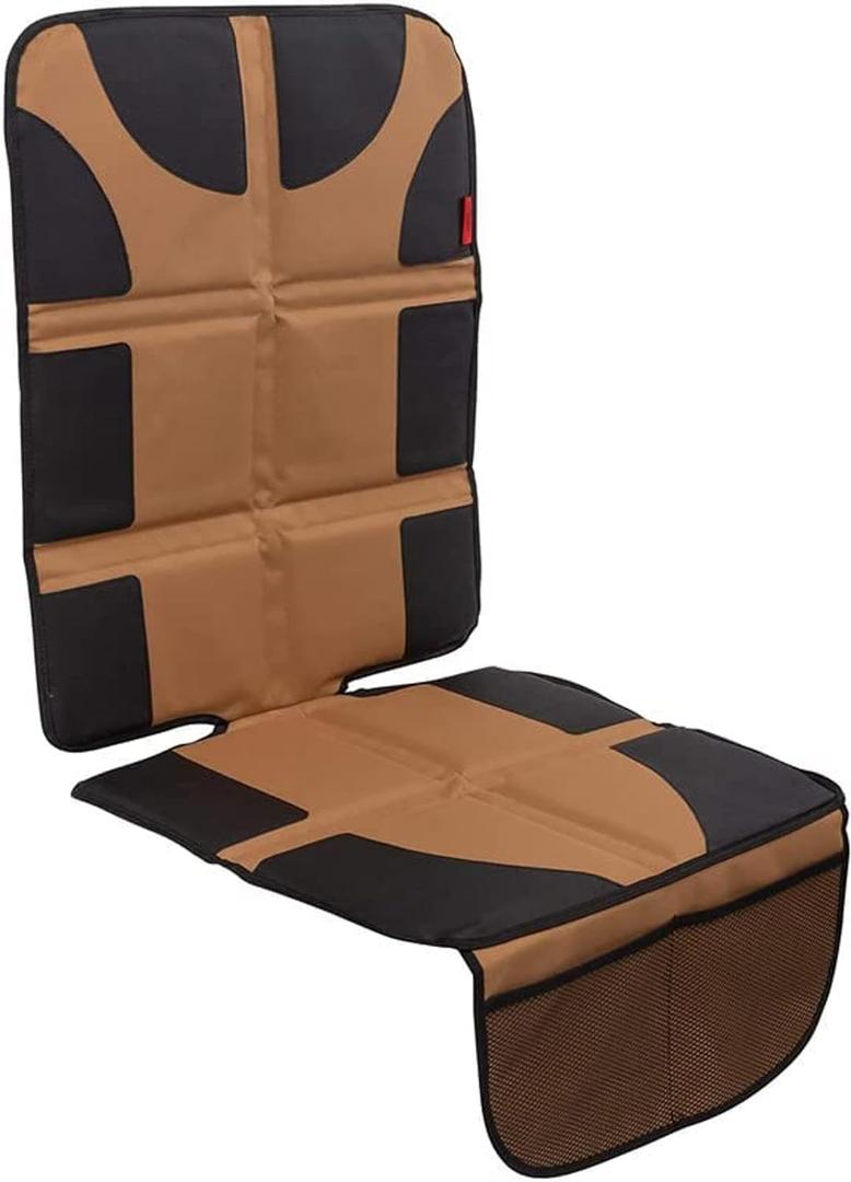Lusso Gear Car Seat Protector with Thick Padding - Baby Cover with 2 Mesh Storage Pockets - Waterproof Tan Seat, Non-Slip Backing - Car Accessories - Carseat Cover (1-Pack Tan)