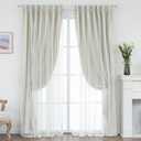 Ivory 95% Blackout Curtains with Sheer Layer - 2 Panels Double Layer for Bedroom, Living Room, Room Darkening Drapes with Back Tabs, 52" W x 96", L