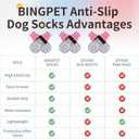 BINGPET 6PCS Dog Socks to Prevent Licking Paws with Grippers for Hardwood Floors Anti Slip, Winter Pet Shoes Booties, Extra-Thick Grip Dog Boots & Paw Protectors for Small Medium Large Senior Dogs, L
