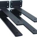4 Pack - 11 inch Black Hidden L Shelf Bracket (1/5 Inch Thicked) Iron Floating Shelf Brackets Rustic Industrial Metal Brackets for Shelf Support
