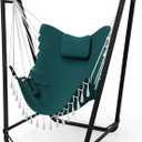 Hammock Chair with Stand,Heavy-Duty Hanging Chair with Stand, for Indoor Outdoor,Sturdy Swing Chair Stand Max Load 350 pounds(Hammock Chair Included) (Green)