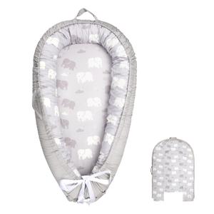 Baby Lounger Replacement Cover, Newborn Lounger cover for 0-12 Months, Breathable & Portable Infant Lounger Case, Soft Baby Floor Seat Cover for Travel, Machine Washable (Cover Only), Grey elephants