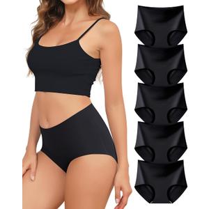Seamless Underwear for Women High Waisted No Show Panties Full Coverage Briefs Invisible Soft 5 Pack S-XXL (M)