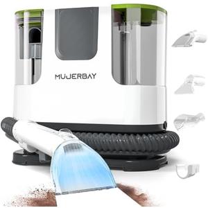 Upholstery Carpet Cleaner, MUJERBAY® 12Kpa Portable Spot and Stain Cleaner, Easy Move with Universal Wheels & Handle, 1.18-inch Deep Cleaning Machine for Couch, Stairs, Car and Pet Messes. Green