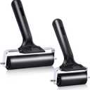 Wlivxch 2Pcs Hard Rubber Brayer Rollers (4 Inch and 2.2 Inch) for Printmaking, Ink Printing, Gluing Application, Stamping, Boat Flooring and Wallpaper Installation - Black Tool
