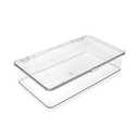 Isaac Jacobs Small Stackable Organizer Bin (10.75” x 6.5” x 2.4”) w Hinged Lid Clear Storage Box Home Office School Fridge Bathroom Kitchen Pantry Container BPAFree Food Safe (Small Clear)