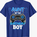 Aunt of the Birthday Boy Matching Family Video Game Party T-Shirt