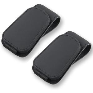 2Pcs Sunglass Holder for Car, Magnetic Leather Eyeglass Hanger Clip for Car Sun Visor, Sunglasses Holder and Ticket Card Clip for Car Visor Accessories (Black)