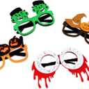 Garma 24 Pcs Kids Halloween Glasses - Plastic Party Glasses with Glitter, Pumpkin, Spider, Ghost Themed Eyewear