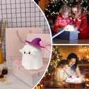 Halloween Ghost Night Light for Kids, Cute Soft Silicone Nursery Bedside Touch Lamp with 3 Levels of Brightness Dimmable, 30 Min Timer, USB Rechargeable, Use for Bedroom Office Desk Deco (Purple)