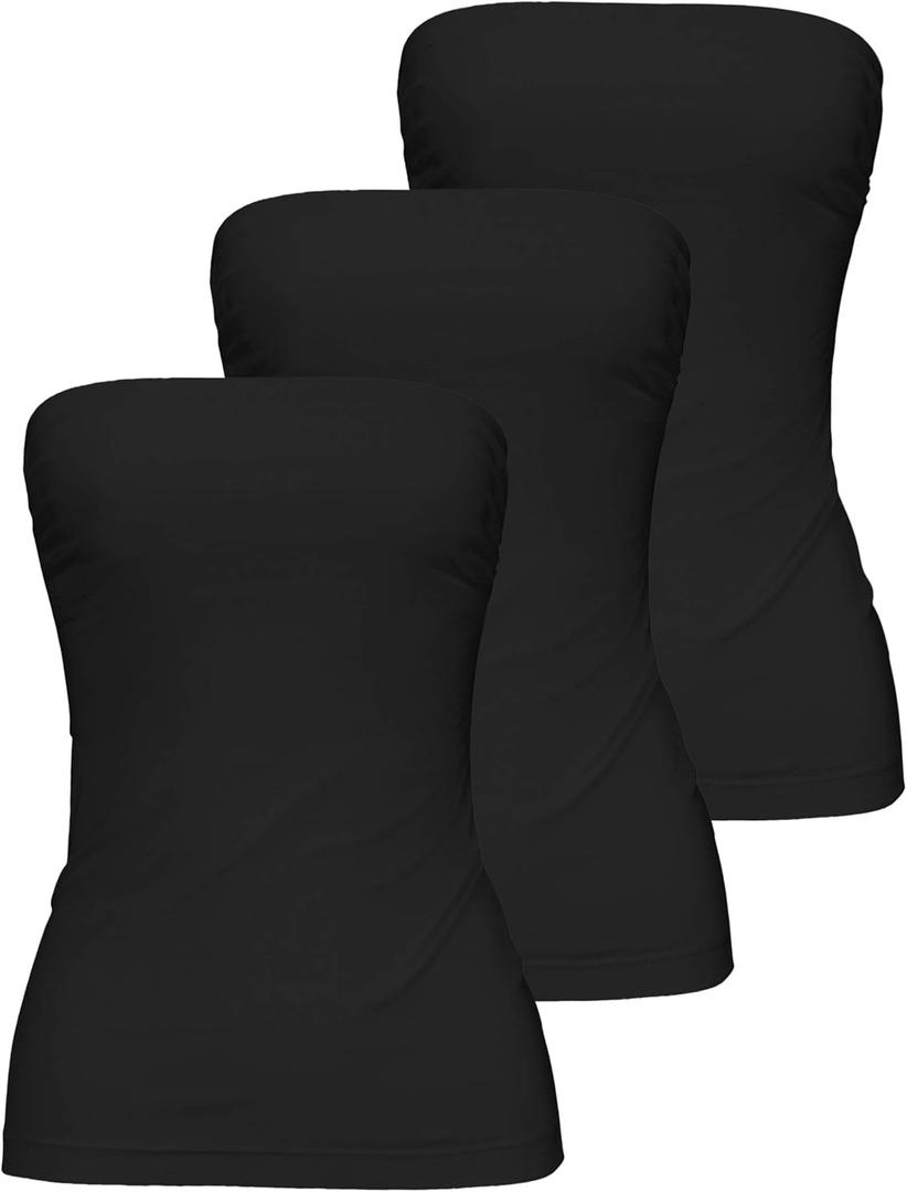 TAIPOVE Women's Tube Top Cotton Strapless Camisole Crop Length Sexy Cute Summer Shirts 3 Packs Small