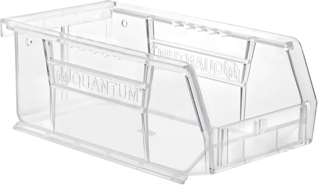 Hudson Exchange 7-1/2" x 4" x 3" Plastic Stackable Storage Bin and Hanging Container (Crystal Clear, 1 Pack)