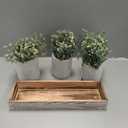 Winlyn Set of 3 Mini Artificial Potted Plants Faux Seeded Boxwood Greenery Arrangement with Wood Planter Box for Indoor Office Apartment Wedding Tabletop Decorations 8.5" Tall