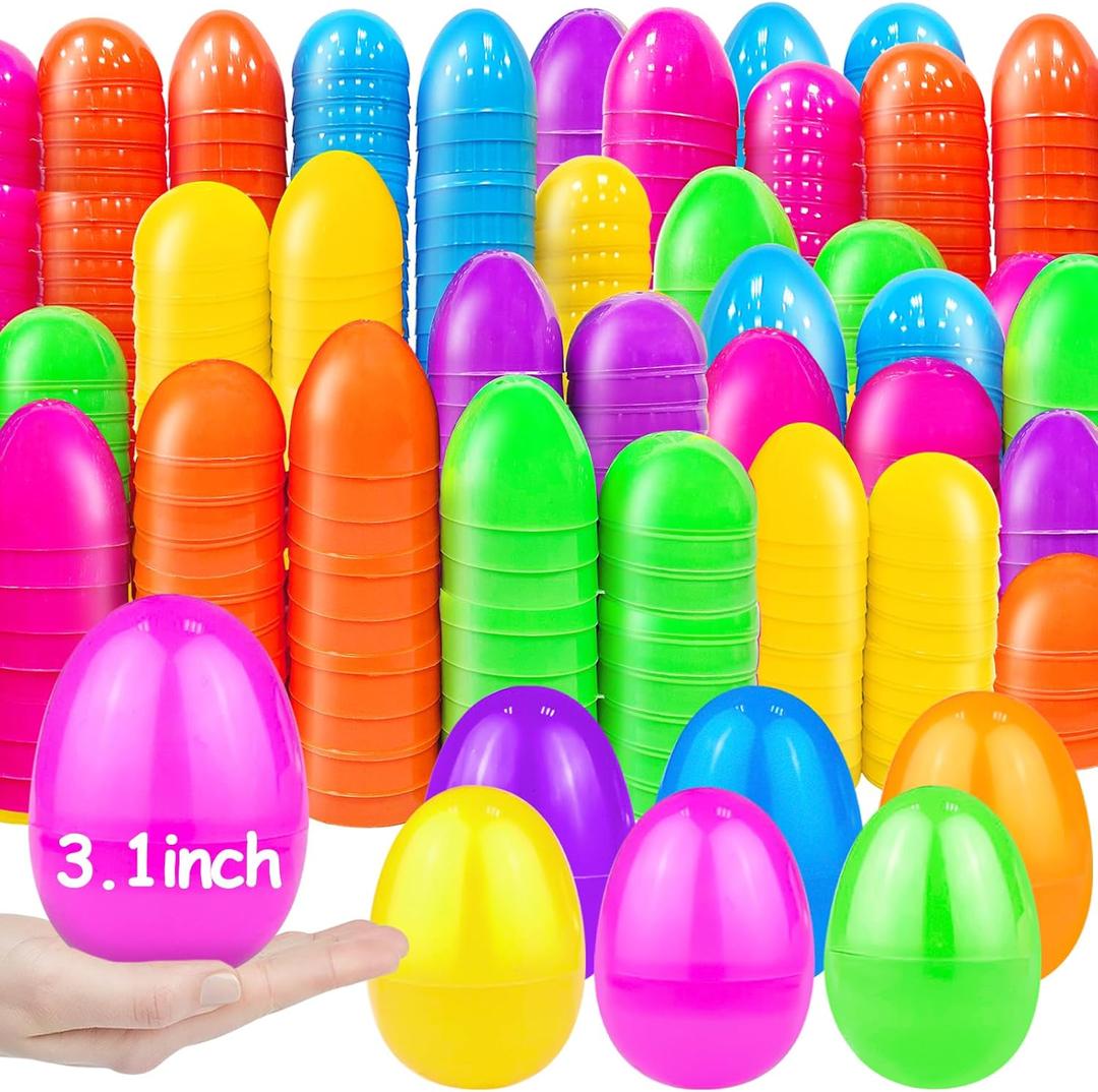 TURNMEON 500 Count 3.1 Inch Large Plastic Easter Eggs Bulk Fillable Empty Eggs for Easter Basket Stuffer Filler Eggs Hunt Filling Treats Theme Party Favors Classroom Prize Supplies Decoration