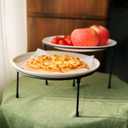 HPC DECOR Set of 3 Black Metal Wire Pizza Pan Riser Stands- Round Pizza Tray Riser Rack - Tabletop Display Racks for Food Platter Tray- Metal Display Stands for Home, Restaurant and Party