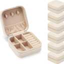 ZPROW Travel Jewelry Case, Mini Portable Jewelry Travel Boxes, Small Jewelry Organizer for Rings, Earrings, Pendants, Watches, Necklaces, Lipsticks Organizer Storage Holder Case (White-6packs)