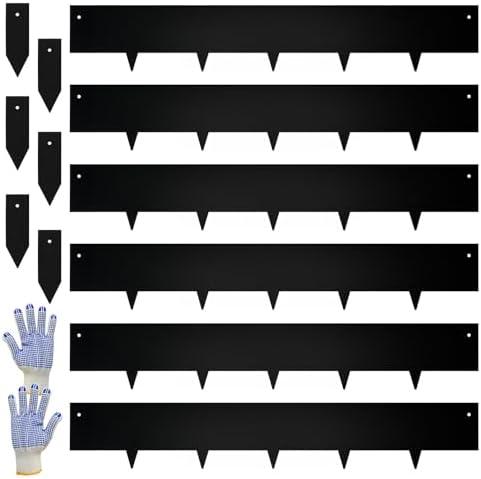 Steel Landscape Edging - 40" LX 6" H Metal Garden Edging - Landscape Lawn Edging - 20FT Total 6 Pcs - No-Dig Hammer Heavy Duty Metal Edging Bendable Border Strips for Lawn Yard Black GJWCVL - 6 Clips