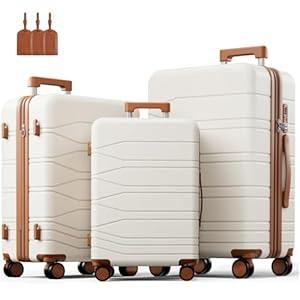 Voyzap 3 Piece Luggage Set, 20/ 24/ 28 Inch Expandable Luggage Sets with Spinner Wheels, ABS+PC Hardshell Suitcases, Suitcase Set with YKK Zipper, TSA Lock & 3 Tags