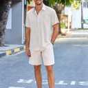 COOFANDY Men's Casual Linen Shirts Short Sleeve Button Down Shirt Summer Beach Tops (White, S)