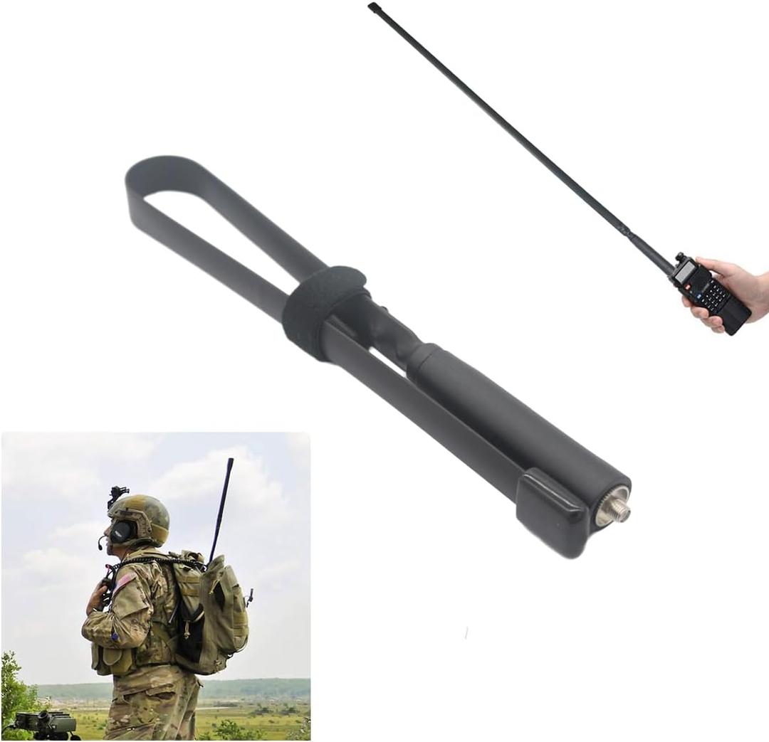 Foldable walkie-Talkie Antenna VHF/UHF Dual-Band SMA Female Flexible Hand-held Amateur Radio Antenna Compatible with Kenwood Compatible with Baofeng UV-5R Radio (Black*2, 18.1 inches |46 cm)