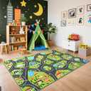 Kids Car Play Rugs - 36"x60" Learning and Fun City Road Map Play Mat for Playing with Cars Trucks, Non-Slip Playmat for Nursery, Playroom Bedroom and Classroom, Machine Washable