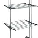 Household Essentials 4 Tier Stainless Steel Laundry Drying Rack with Two Side Wings, Grey