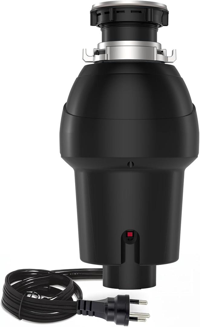 GarveeTech Garbage Disposal 3/4 HP, Continuous Feed Food Waste Disposer with Air Switch & Flange Seal, Stainless Steel Garbage Disposer, Compact Food Waste Grinder for Kitchen Sink, Black