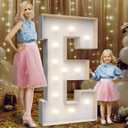 4FT Marquee Light Up Letters E,Party Decoration Large Marquee Light Up Letters with Weighted Water Bag,Pre-cut Foam Board Set Can Be Used for Birthdays,Weddings,Baby Anniversaries