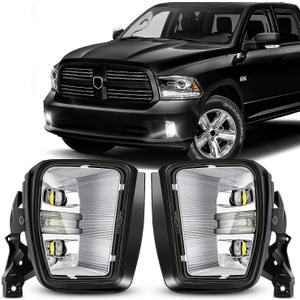 Led Fog Lights with Daytime Running Lights for 2013 2014 2015 2016 2017 2018 Dodge Ram 1500 & 2019-2021 RAM 1500 Classic Pickup - Bumper Driving Fog Lamps with DRL OEM Replacement(White Light)