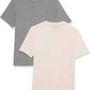 Amazon Essentials Men's Short Sleeve T-Shirts, Slim-Fit, Crewneck, Pack of 2 (X-Large, Grey Heather/Pale Pink)