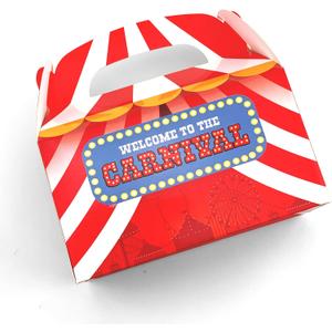 Tytroy 12 Pack Carnival Themed Cardboard Paper Treat Boxes Gable Party Favor Bags Birthday Party Event (12pc), Pack of 2