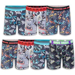 Monster Jam Boys' Exclusive 7-pk Athletic Boxer Briefs with Grave Digger, El Toro Loco & More, 2, 2-3T