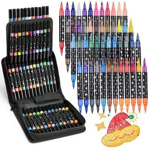 96 Colors Glitter Brush Markers,48 Pack Dual Tip Brush Glitter Marker for Doodle Writing, Glitter Art Crafts Adults DIY Crafts Greeting Birthday Cards Making