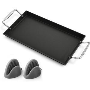 Utheer Upgraded Nonstick Cast Iron Griddle for Gas Grill, 26.7 x8.6" Double Burner Griddle Flat Top Grill Plate for Gas/Electric/Charcoal, Lightweight, Durable, Easy to Clean, for Stovetop,Camping,BBQ