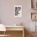 laveliabel Funny Classroom Poster Hanger Frame, Tbh Bad Vibes Banner Poster with Wood Hanger, Funny Humor Sarcastic Quote Wall Art Decor for Nursery School Classroom, 12x16inch